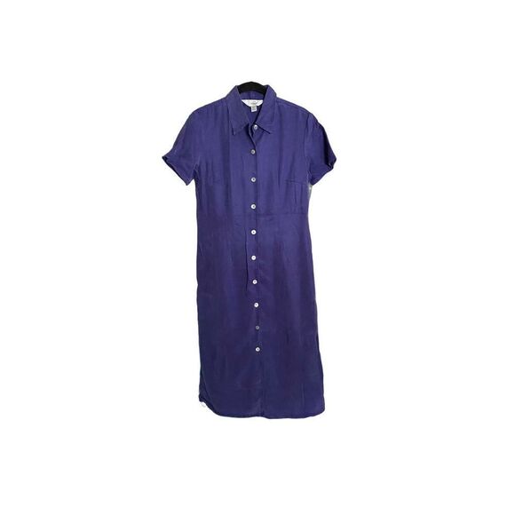 AKS Amy K Su vintage blue 100% Tencel button front dress size 6P - Picture 1 of 5